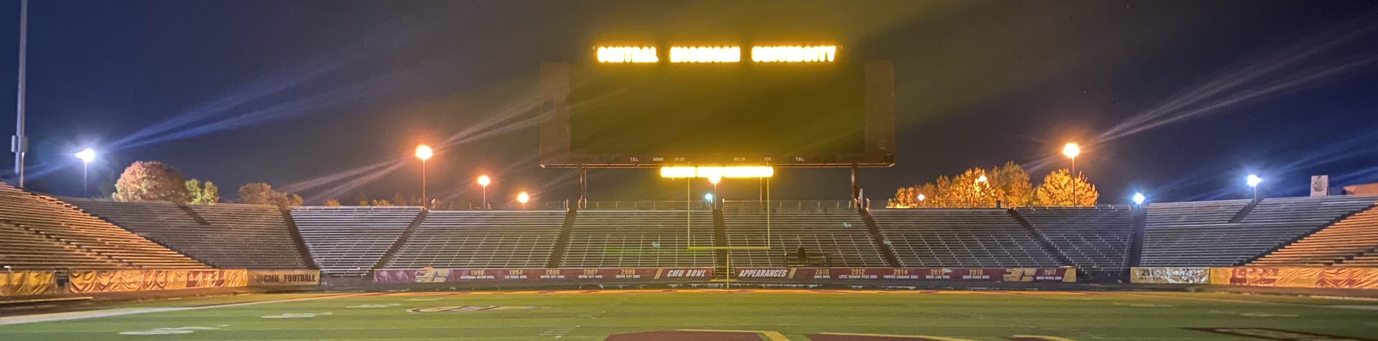 empty football stadium at night under the lights Nashville