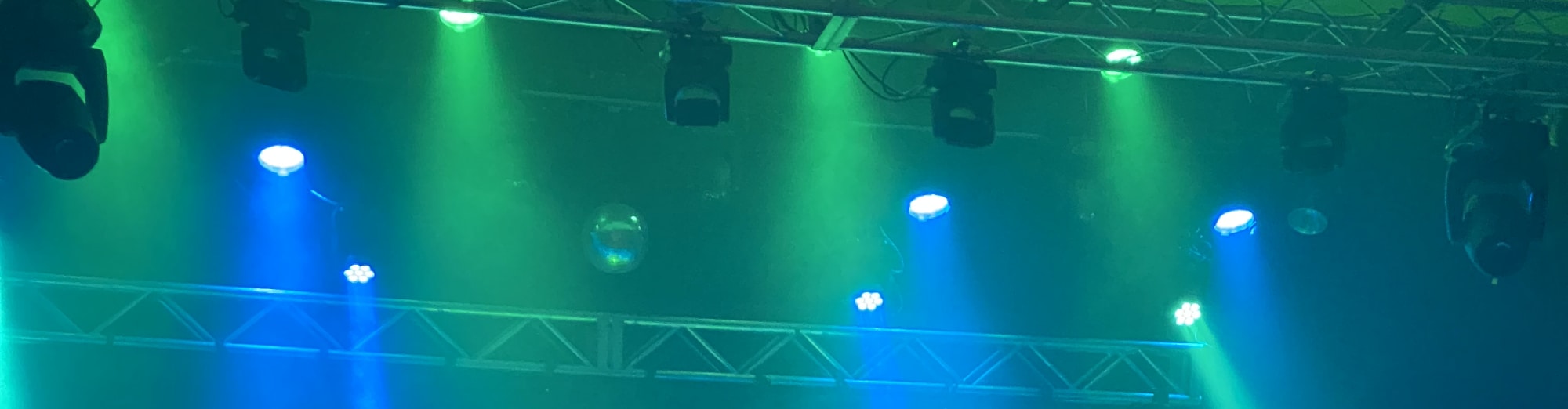 blue and green theater stage lights Nashville